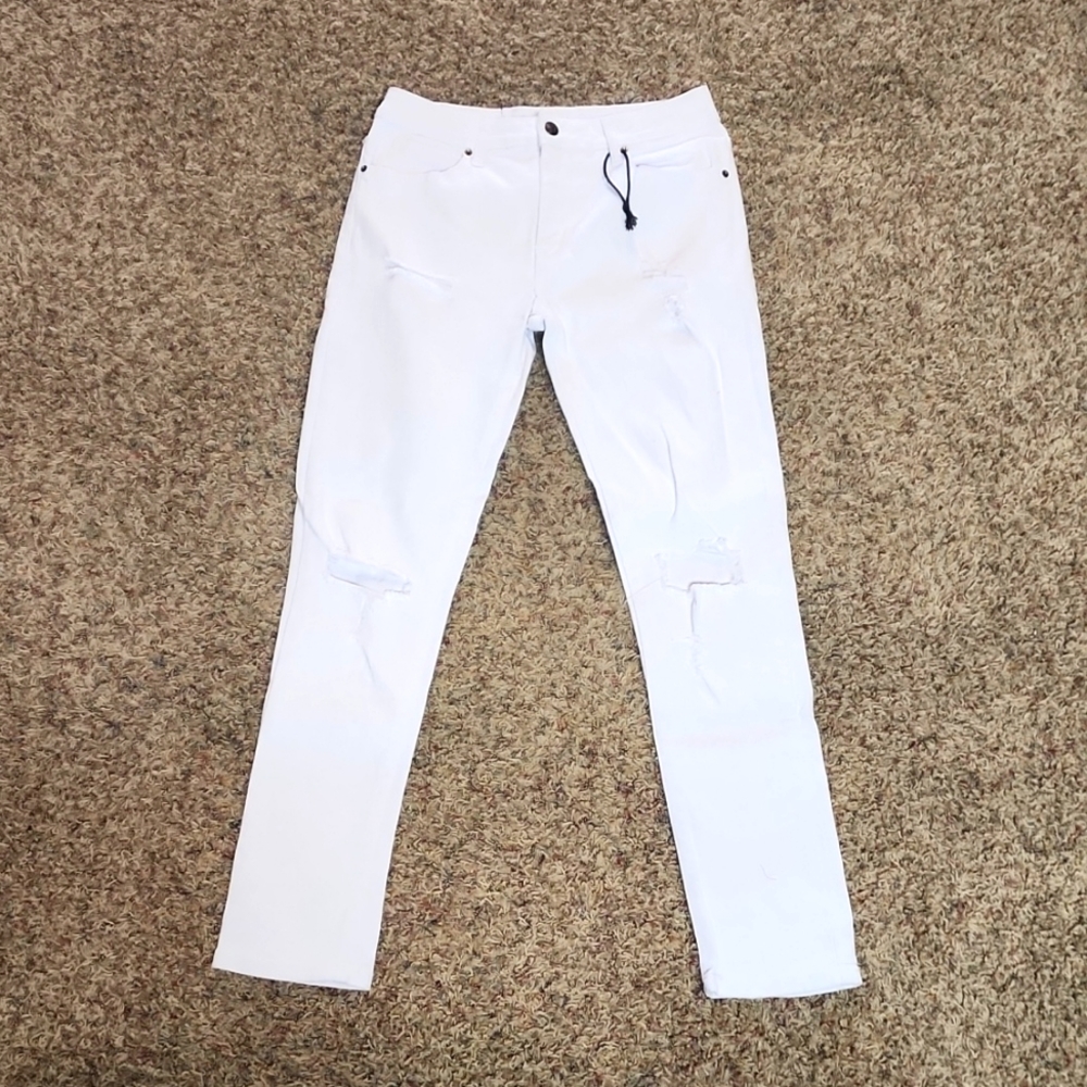 White Distressed Skinny Jeans